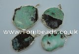 NGP1122 25*35 - 35*45mm freeform australia chrysoprase pendants with brass