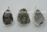 NGP1125 25*40 - 35*45mm freeform druzy agate pendants with brass setting