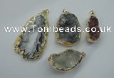 NGP1126 25*30 - 40*50mm freeform druzy agate pendants with brass setting