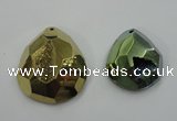 NGP1132 40*45 - 50*55mm faceted teardrop plated druzy agate pendants