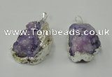 NGP1137 25*35mm - 40*45mm freeform druzy agate pendants with brass setting