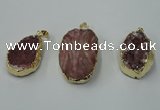 NGP1141 25*35mm - 40*45mm freeform druzy agate pendants with brass setting
