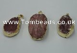 NGP1141 25*35mm - 40*45mm freeform druzy agate pendants with brass setting