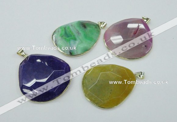 NGP1149 40*50mm - 50*55mm freeform druzy agate pendants with brass setting