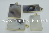 NGP1155 25*35mm - 40*50mm freeform agate pendants with brass setting