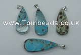 NGP1157 20*40mm - 25*50mm freeform ocean agate pendants with brass setting