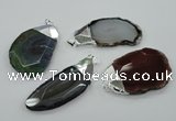 NGP1159 35*50mm - 50*70mm freeform agate pendants with brass setting