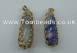 NGP1160 18*60mm - 20*65mm freeform agate pendants with brass setting