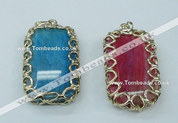 NGP1161 35*60mm freeform agate pendants with brass setting