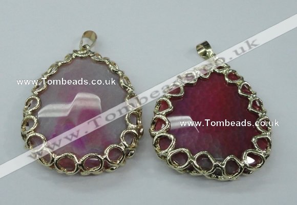 NGP1162 50*55mm - 52*60mm freeform agate pendants with brass setting