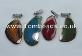 NGP1230 35*65mm - 45*70mm freeform agate pendants with brass setting