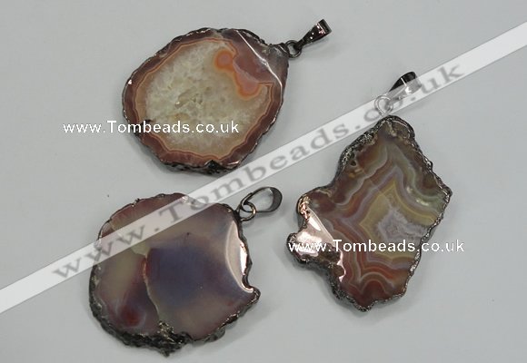 NGP1284 30*40mm – 35*45mm freeform agate pendants with brass setting