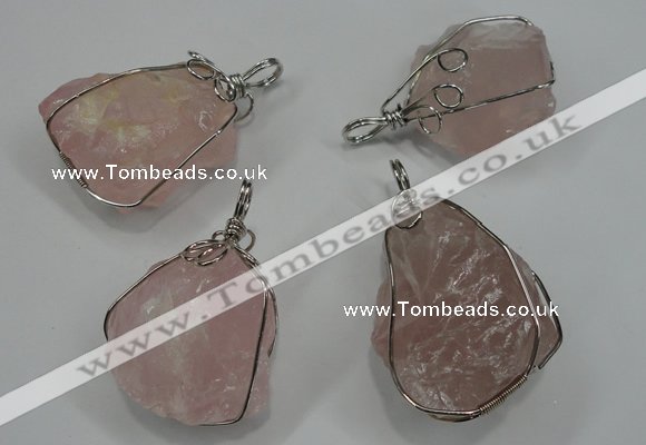 NGP1292 18*30mm – 25*35mm nuggets rose quartz pendants