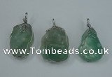 NGP1293 18*30mm – 25*35mm nuggets green fluorite pendants