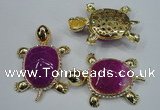 NGP1303 43*60mm tortoise agate pendants with crystal pave alloy settings