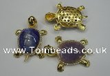 NGP1305 43*60mm tortoise agate pendants with crystal pave alloy settings