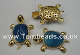 NGP1307 43*60mm tortoise agate pendants with crystal pave alloy settings