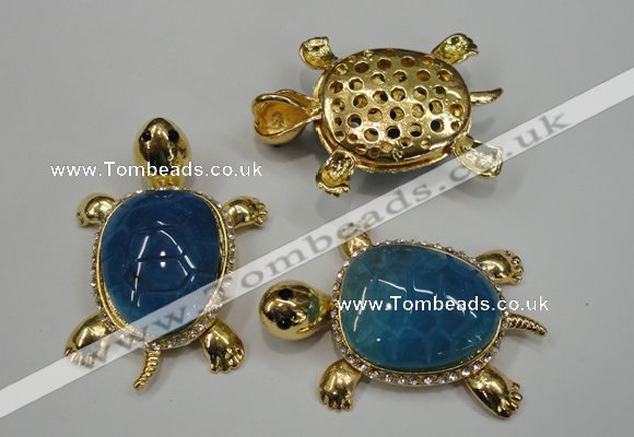 NGP1307 43*60mm tortoise agate pendants with crystal pave alloy settings