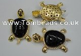 NGP1308 43*60mm tortoise agate pendants with crystal pave alloy settings