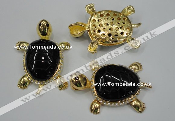 NGP1308 43*60mm tortoise agate pendants with crystal pave alloy settings