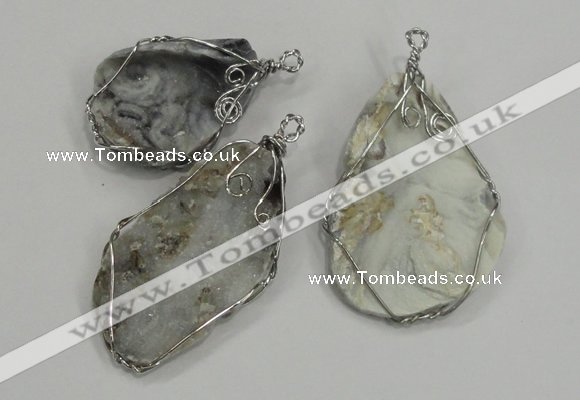 NGP1314 30*40mm - 40*60mm freeform agate pendants with brass setting