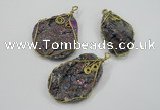 NGP1317 30*40mm - 35*50mm freeform agate pendants with brass setting