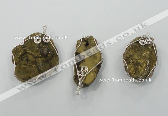 NGP1320 30*40mm - 45*55mm freeform agate pendants with brass setting