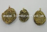 NGP1321 30*40mm - 45*60mm freeform agate pendants with brass setting