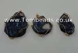 NGP1322 30*40mm - 45*60mm freeform agate pendants with brass setting