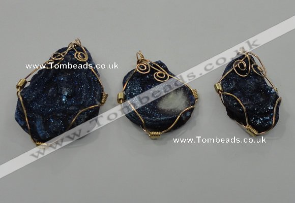 NGP1322 30*40mm - 45*60mm freeform agate pendants with brass setting