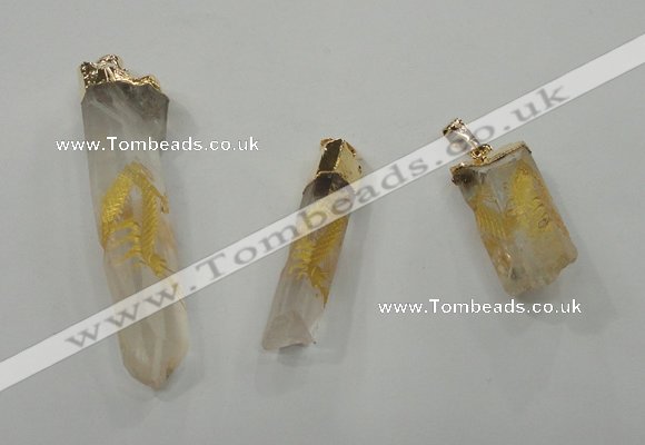 NGP1349 10*40mm - 15*80mm faceted nuggets white crystal pendants