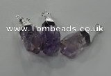 NGP1353 15*30mm - 18*40mm faceted nuggets amethyst pendants