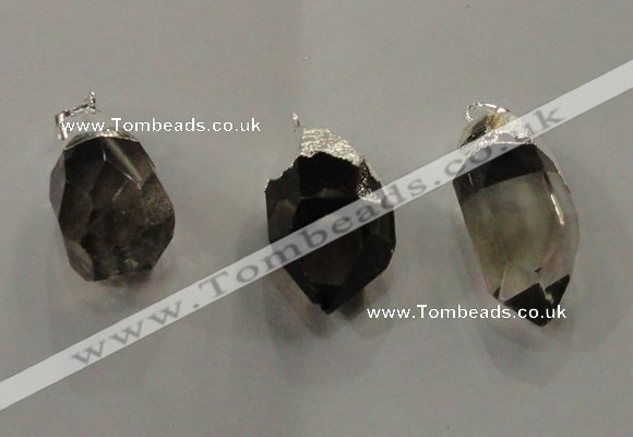 NGP1354 15*35mm - 20*40mm faceted nuggets smoky quartz pendants