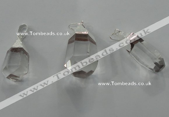 NGP1356 15*30mm - 20*35mm faceted nuggets white crystal pendants