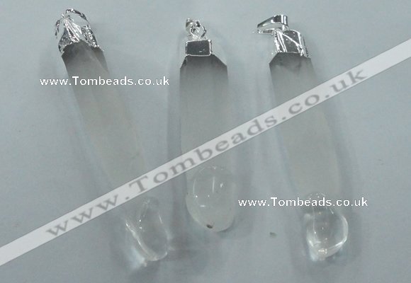 NGP1358 10*45mm - 15*75mm carved white crystal pendants