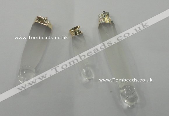 NGP1359 10*45mm - 15*75mm carved white crystal pendants