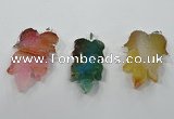 NGP1365 30*40mm - 35*45mm leaf agate pendants with brass setting