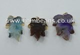 NGP1367 30*40mm - 35*45mm leaf agate pendants with brass setting