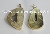 NGP1386 35*40mm - 40*50mm freeform plated druzy agate pendants