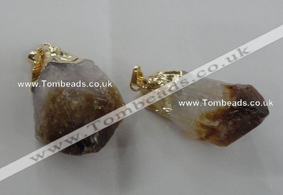 NGP1388 18*35mm - 20*50mm nuggets citrine gemstone pendants