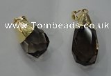 NGP1391 15*25mm - 20*35mm faceted nuggets smoky quartz pendants