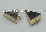 NGP1401 30*35mm - 35*40mm triangle druzy amethyst pendants wholesale