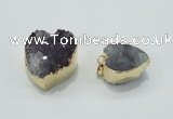 NGP1404 20*25mm - 25*30mm heart druzy amethyst pendants wholesale