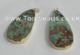 NGP1414 30*50mm - 35*55mm flat teaerdrop ocean agate pendants