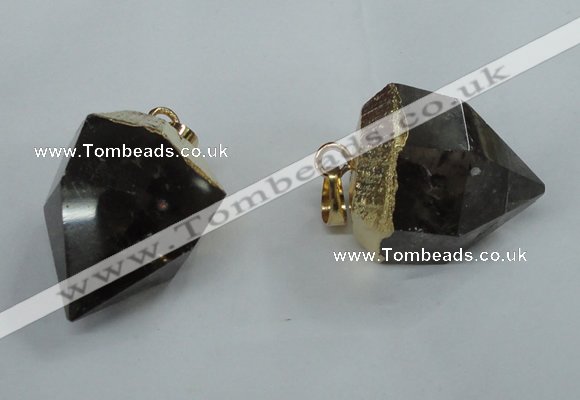 NGP1416 20*25mm - 25*30mm faceted nuggets smoky quartz pendants