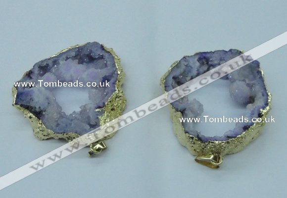 NGP1423 30*45mm - 45*55mm freeform plated druzy agate pendants