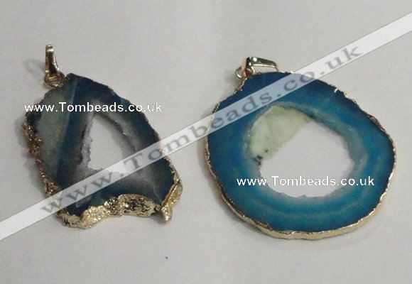 NGP1430 30*45mm - 45*55mm freeform plated druzy agate pendants