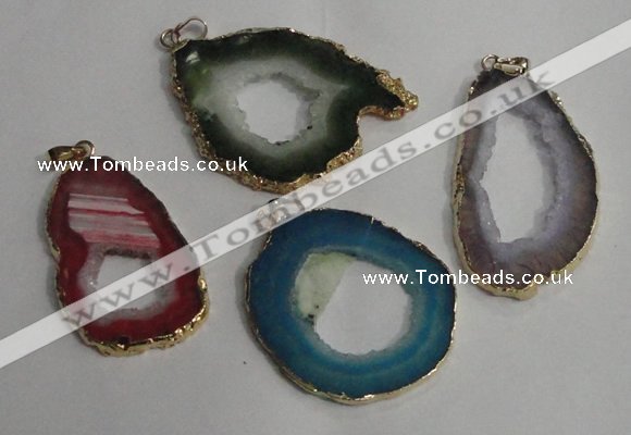 NGP1431 30*45mm - 45*55mm freeform plated druzy agate pendants