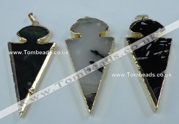 NGP1433 25*60mm - 30*65mm arrowhead agate pendants wholesale