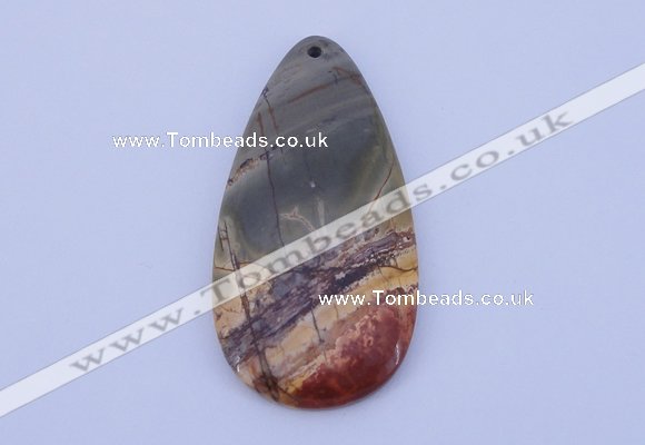 NGP144 2pcs 30*60mm teardrop picasso jasper gemstone pendants